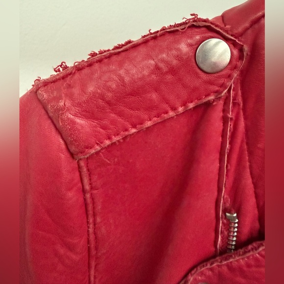 MAJE Leather Motorcycle Jacket in Red Lambskin, VGUC - Picture 16 of 17